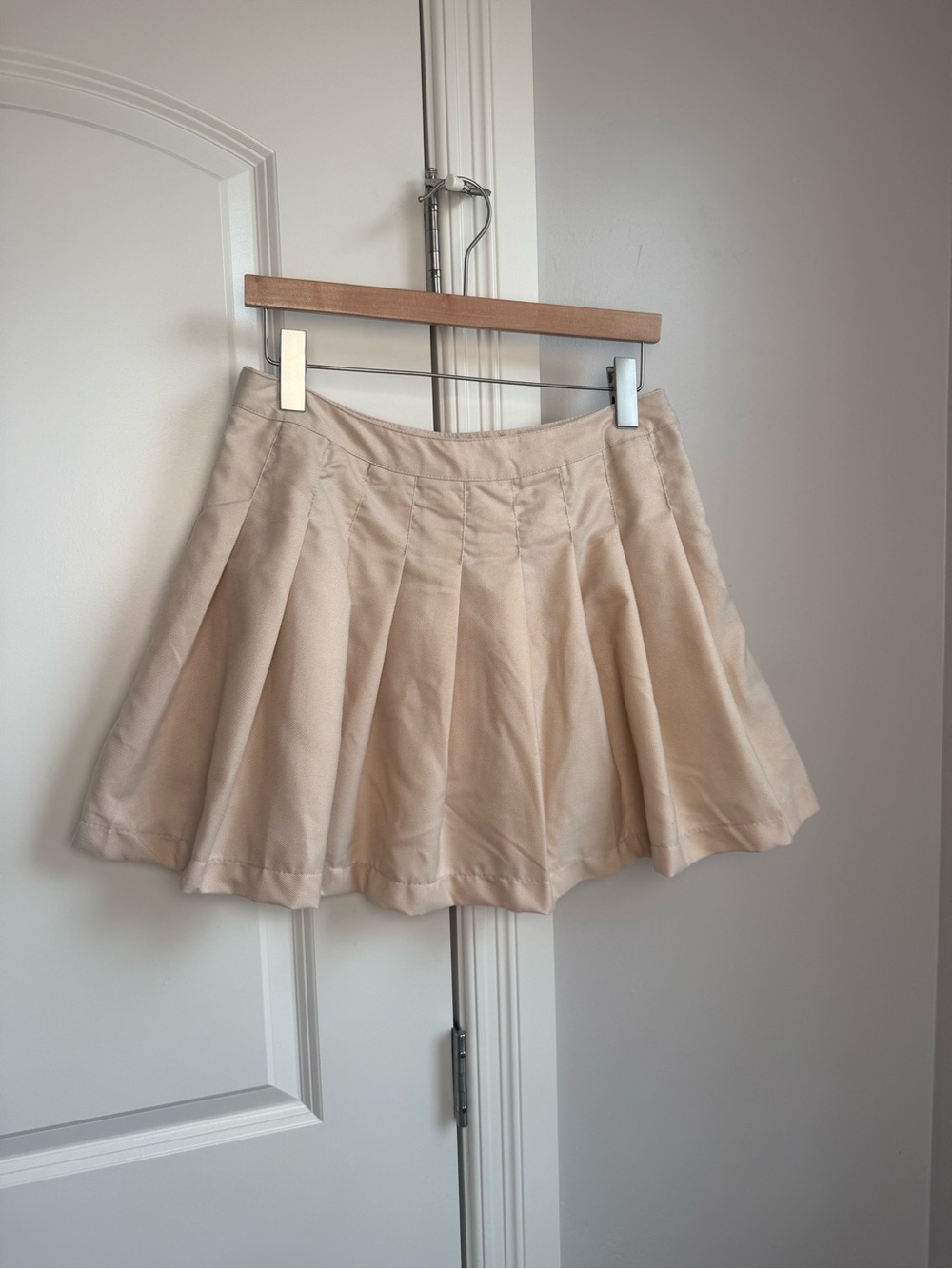 Beige Mini Pleated Circle Skirt - Women